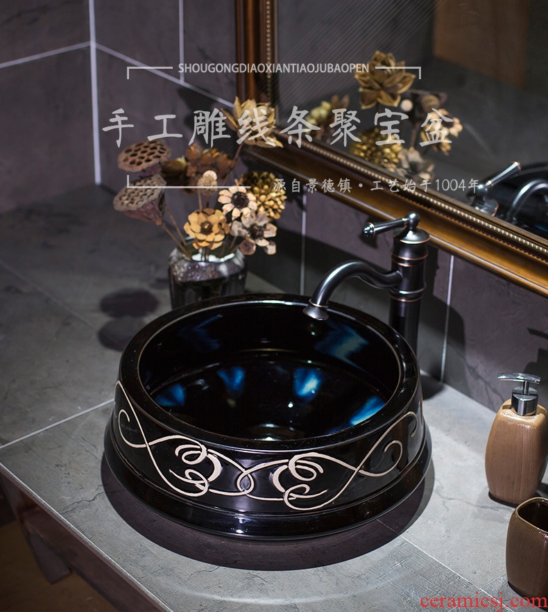 Mediterranean jubao art stage basin to European ceramic sinks American archaize to restore ancient ways on the sink