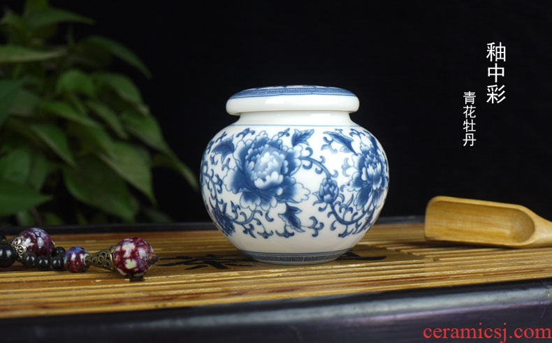 Jingdezhen ceramic small caddy fixings. Two caddy fixings blue as cans inferior smooth caddy fixings seal pot storage tanks