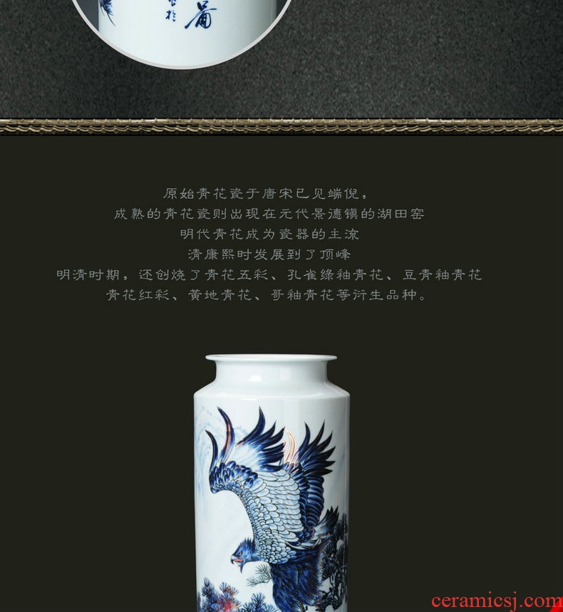 Blue and white see colour porcelain jingdezhen ceramics by hand unfolds the vase modern home furnishing articles