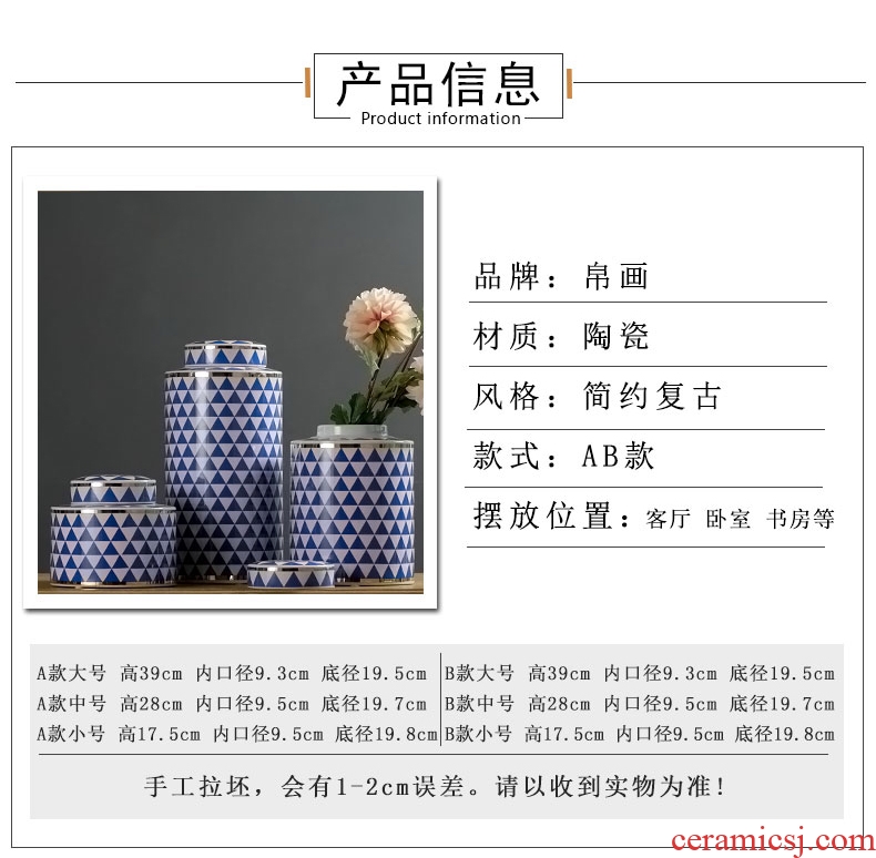 Jingdezhen porcelain pot vase sitting room between European example of new Chinese style household decorates porch creative drum furnishing articles