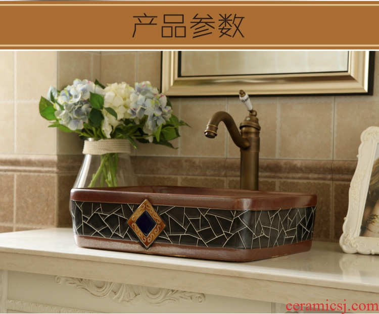 On the ceramic pot art rectangle bathroom sink basin to restore ancient ways of the basin that wash a face to wash to large size European style