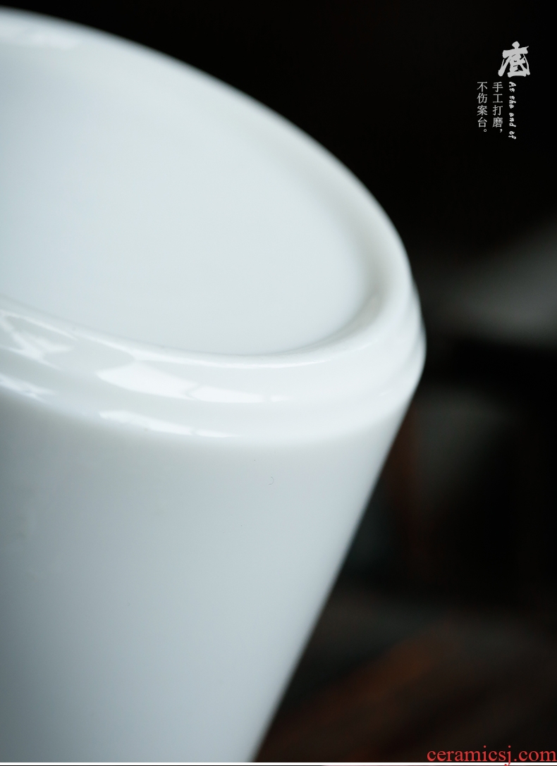 JiaXin dehua white porcelain office glass ceramic cup keller cup ceramics meeting name cup with cover individuals