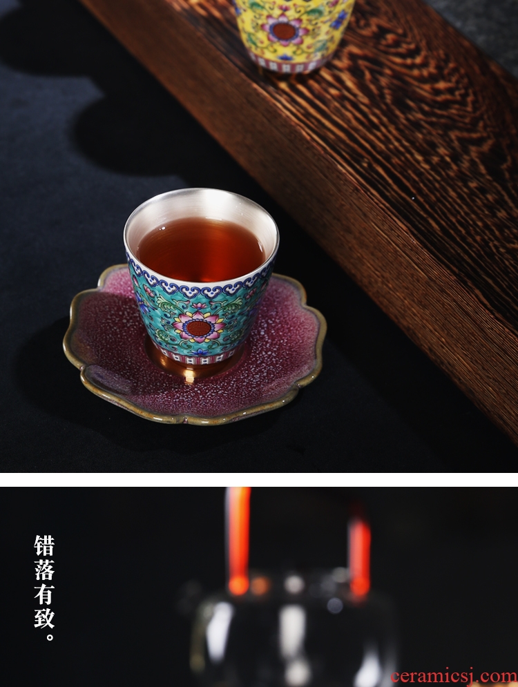 The Product of jingdezhen porcelain remit manual colored enamel coppering. As silver tea set fragrance - smelling cup silver cup master cup sample tea cup