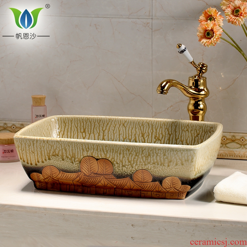 A Rectangle on the ceramic basin sink sink to wash face basin bathroom art antique plate of restoring ancient ways