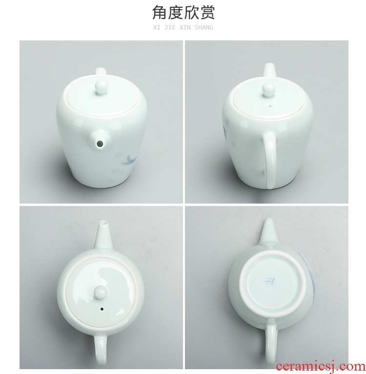Quiet life hand - made name plum shadow blue teapot celadon pot kung fu tea set ceramic teapot filter ball by hand