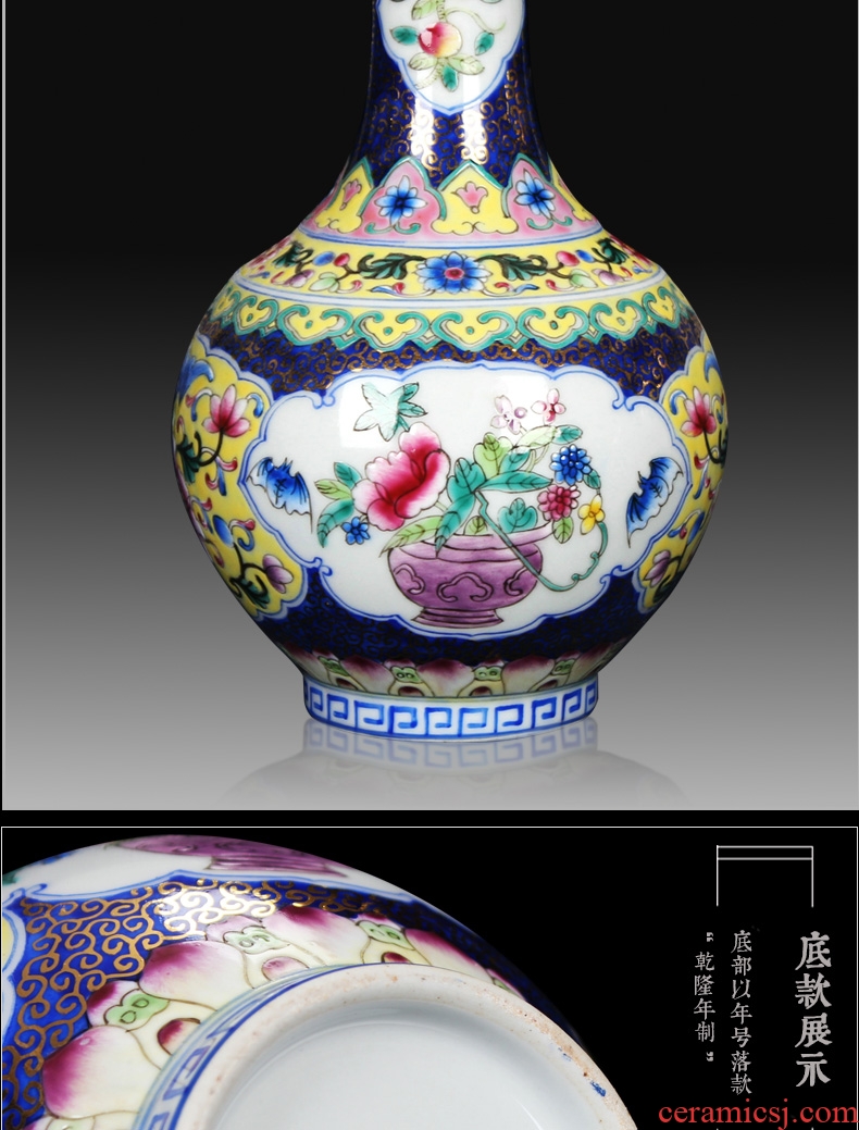 Chinese style antique hand - made jingdezhen ceramics enamel see colour blue open flower vases, small decorations furnishing articles