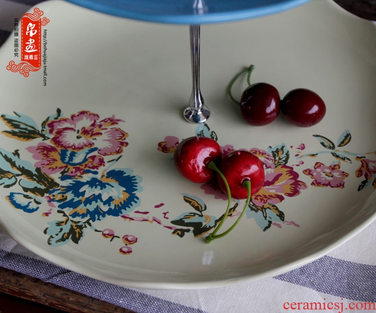 European pastoral jingdezhen ceramics two the layers of fruit cake snacks confectionery plate of the sitting room tea table furnishing articles