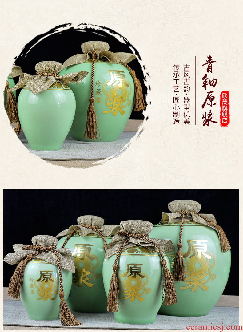 Jingdezhen ceramic bottle 1 catty 2 jins of 3 kg 5 jins of 10 jins jars sealed tank storage bottles of wine bottle is empty