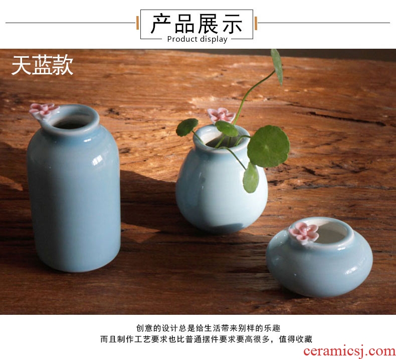 Jingdezhen ceramic creative floret bottle flower mini floral outraged Nordic home decoration copper flower pot grass in the plants