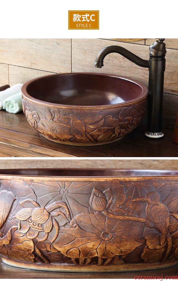 Ceramic art basin basin sink toilet small Europe type restoring ancient ways round basin on the lavatory basin