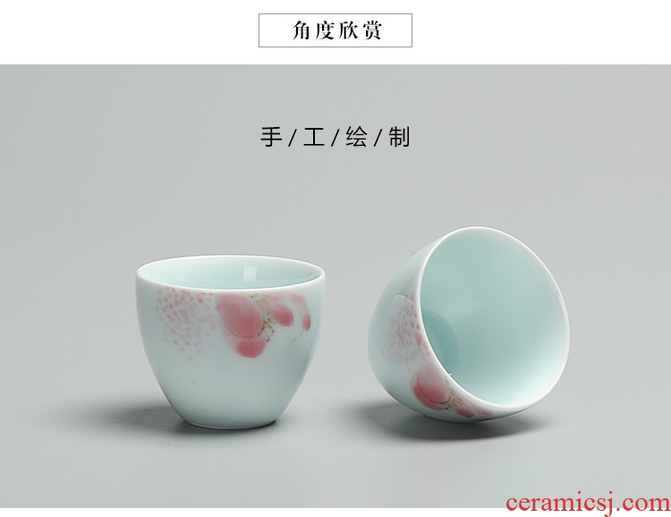 The Quiet life of jingdezhen ceramic film celadon hand - made teacup sample tea cup cup personal Lord kung fu tea cup single CPU