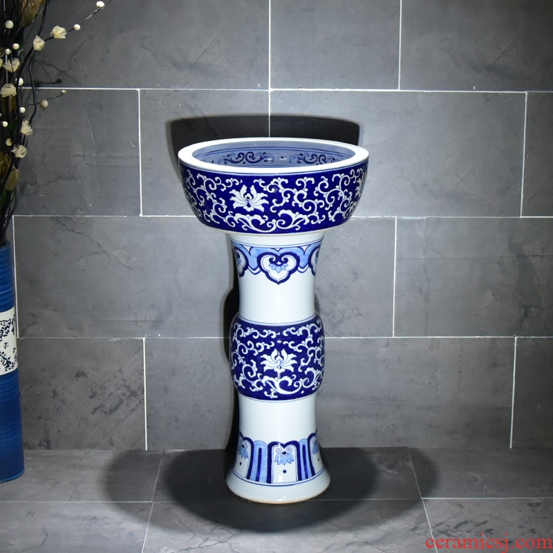 Jingdezhen porcelain hand - made pillar lavabo ceramic floor toilet bowl lavatory balcony sink