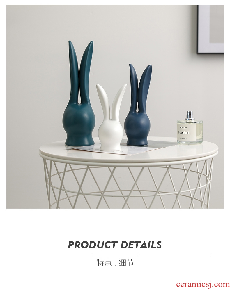 Nordic I and contracted, the abstract of the rabbit sitting room TV cabinet desk soft furnishing articles creative ceramics decoration decoration