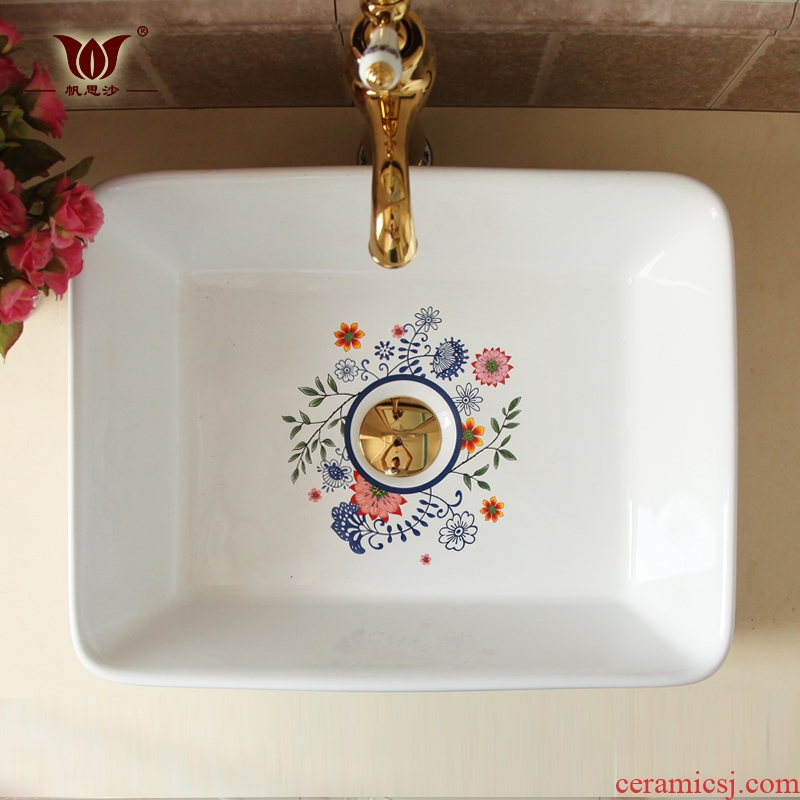 Wash a face on the ceramic bowl, square, large size European art basin sink toilet Wash gargle restoring ancient ways round