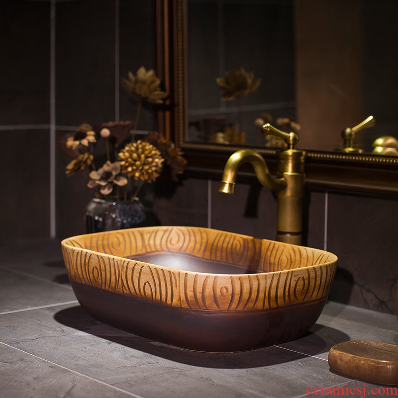 Jingdezhen ceramic thin expressions using Mediterranean style stage basin sink basin is the basin that wash a face of small family toilet