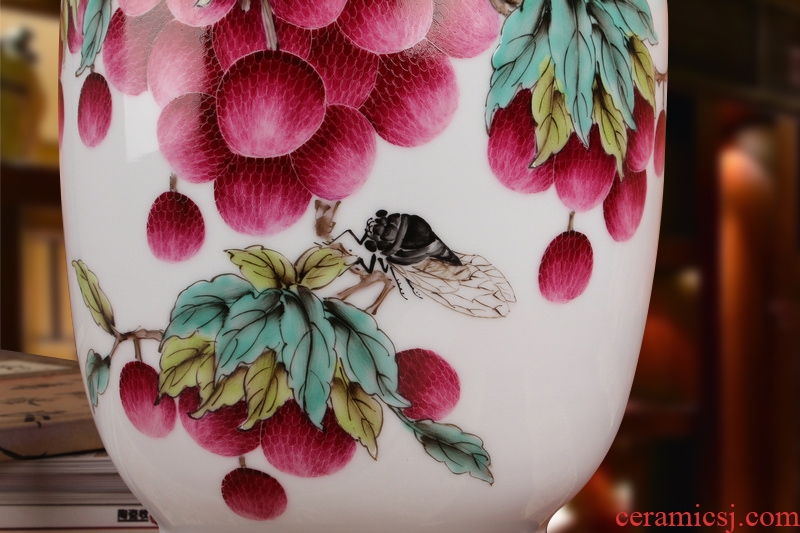 Famous Xia Guoan high - grade gift porcelain vase hand - made works of jingdezhen ceramics powder enamel litchi east gourd bottle