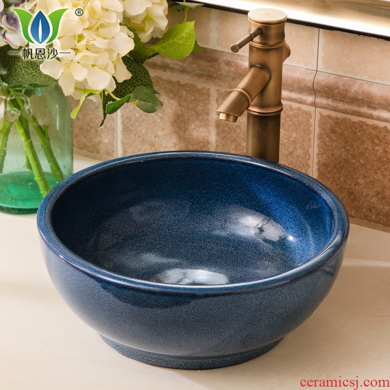 The sink single basin type ceramic art basin bowl round on The mini small size 35 cm30cm small home