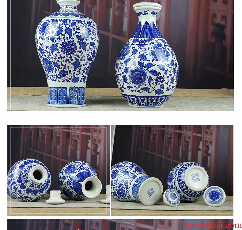 Jingdezhen ceramic jars 5 jins of 10 jins to ceramic bottle of liquor altar empty bottle sealed jar of wine jugs