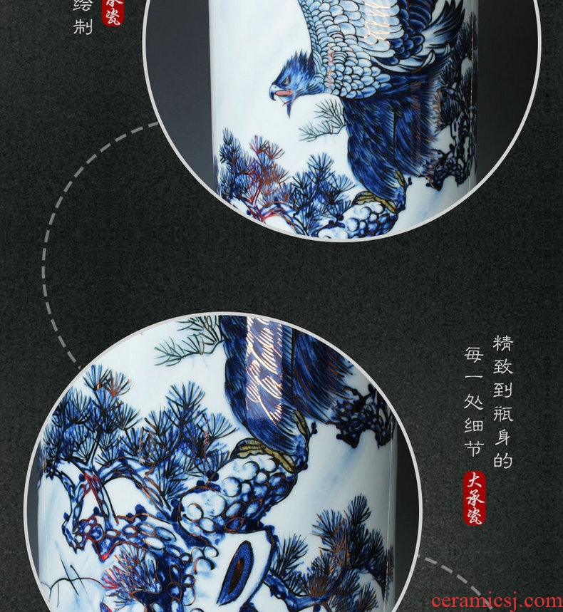 Blue and white see colour porcelain jingdezhen ceramics by hand unfolds the vase modern home furnishing articles