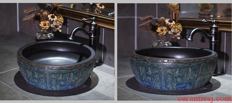 Jingdezhen ceramic lavatory imitation bronze stage basin restoring ancient ways round the sink water basin of Chinese style basin that wash a face