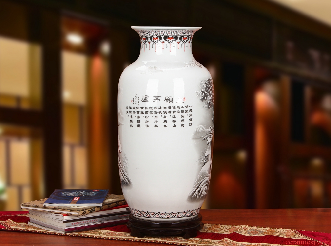 Jingdezhen ceramics powder enamel of three Chinese style household crafts are the three characters of large vase