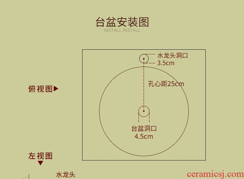 Ceramic small lavabo stage basin to small size circular art 35 cm sinks to restore ancient ways small household