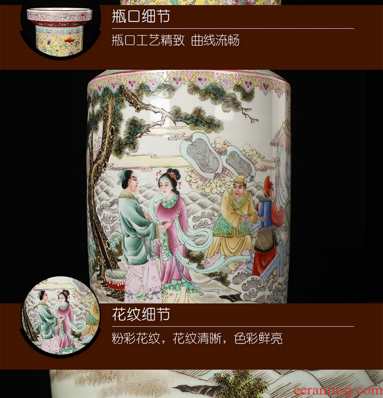 Jingdezhen ceramics hand - made powder enamel factory goods of large vases, modern classical Chinese style household crafts