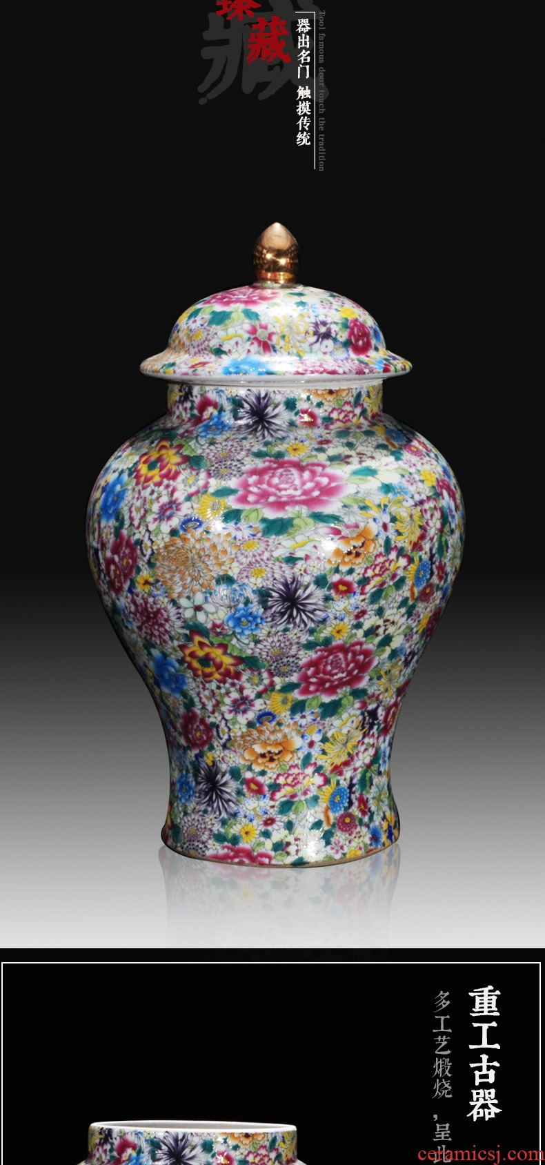 Antique Chinese jingdezhen ceramics vase powder enamel enamel vase decoration home decoration handicraft furnishing articles
