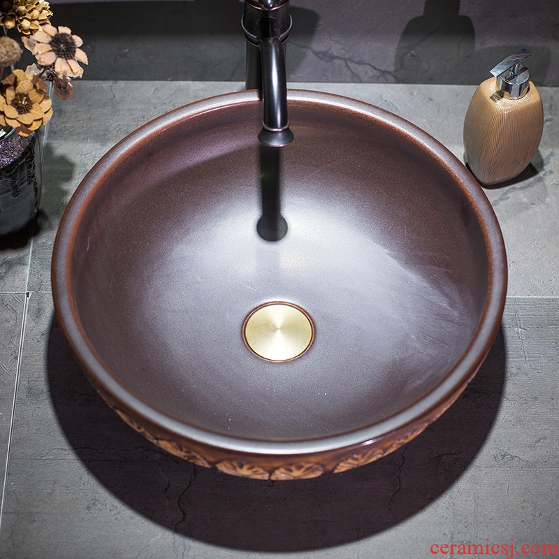 Ceramic lavabo stage basin carved banana restoring ancient ways round art basin sink bathroom sinks