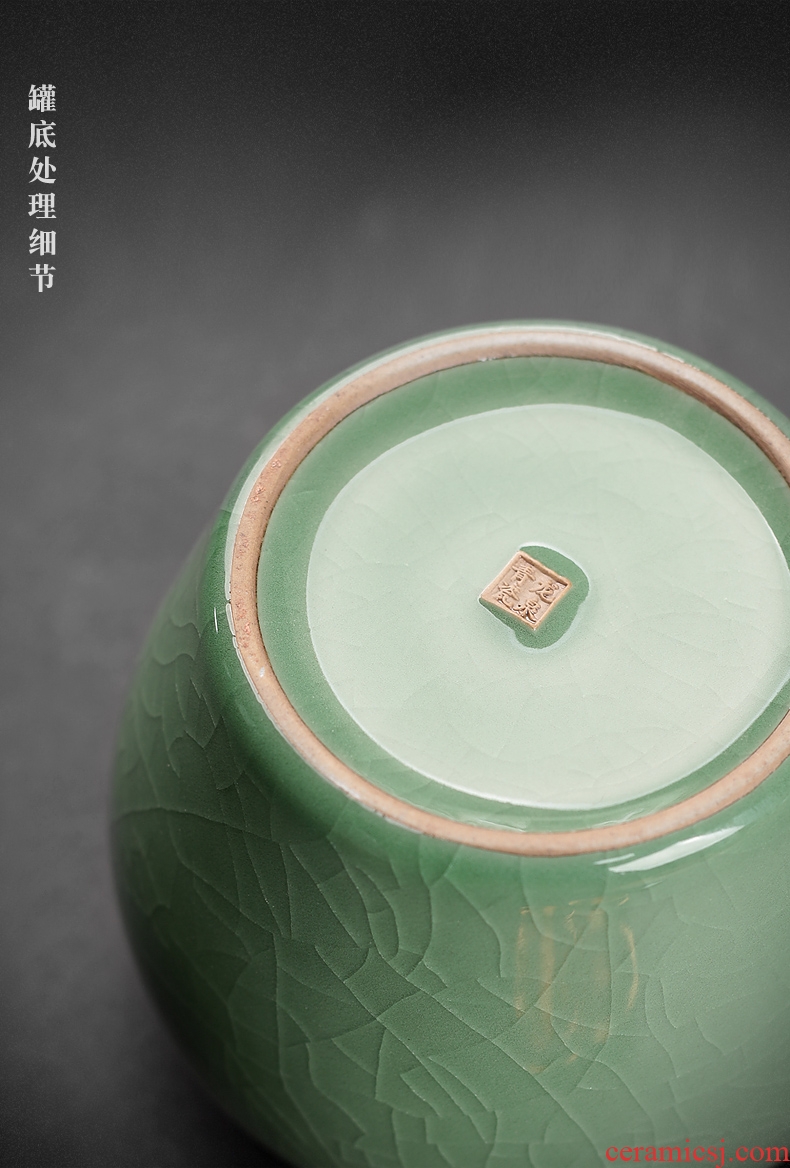 Ceramic seal caddy fixings portable household longquan celadon sealed container large pu 'er tea as cans Ceramic pot
