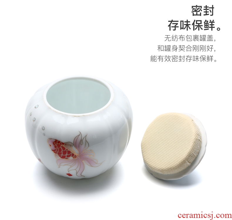 Talk of dehua white porcelain porcelain jade seal tinned black tea caddy fixings ceramic small mini portable tank container