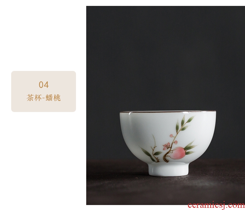 Famed hand - made color short round goblet kung fu master ceramic cups antique small tea cup single cup tea cup