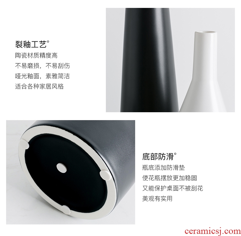 Creative Japanese vase Nordic decorative furnishing articles I and contracted, black and white ceramic dry flower vase sitting room porch flower arrangement