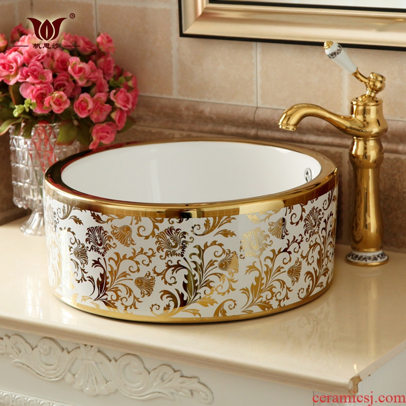 Continental basin round gold art ceramics on the lavatory toilet lavabo pool to wash face basin originality