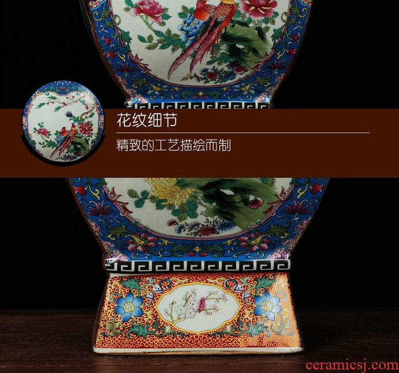 Jingdezhen ceramics vase archaize principal colored enamel open the world flower vase decoration classic quartet furnishing articles