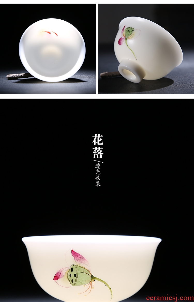 The Product porcelain sink white porcelain kung fu tea cup flower bloom pressure hand cup ceramic kung fu tea set personal cup