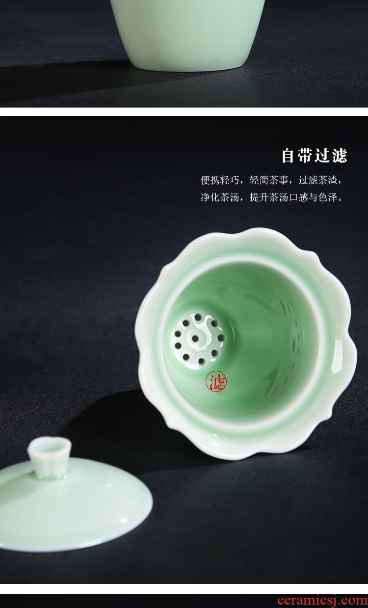 The Product celadon porcelain remit portable travel tureen crack filter glass "bringing a pot of three girlfriends ceramic tea set