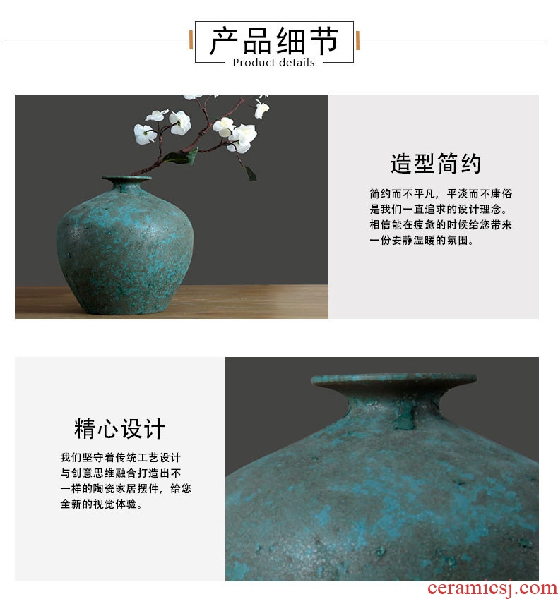 Jingdezhen ceramic coarse pottery small cut flower I and contracted sitting room of dried flowers flower arrangement furnishing articles manually restoring ancient ways is variable