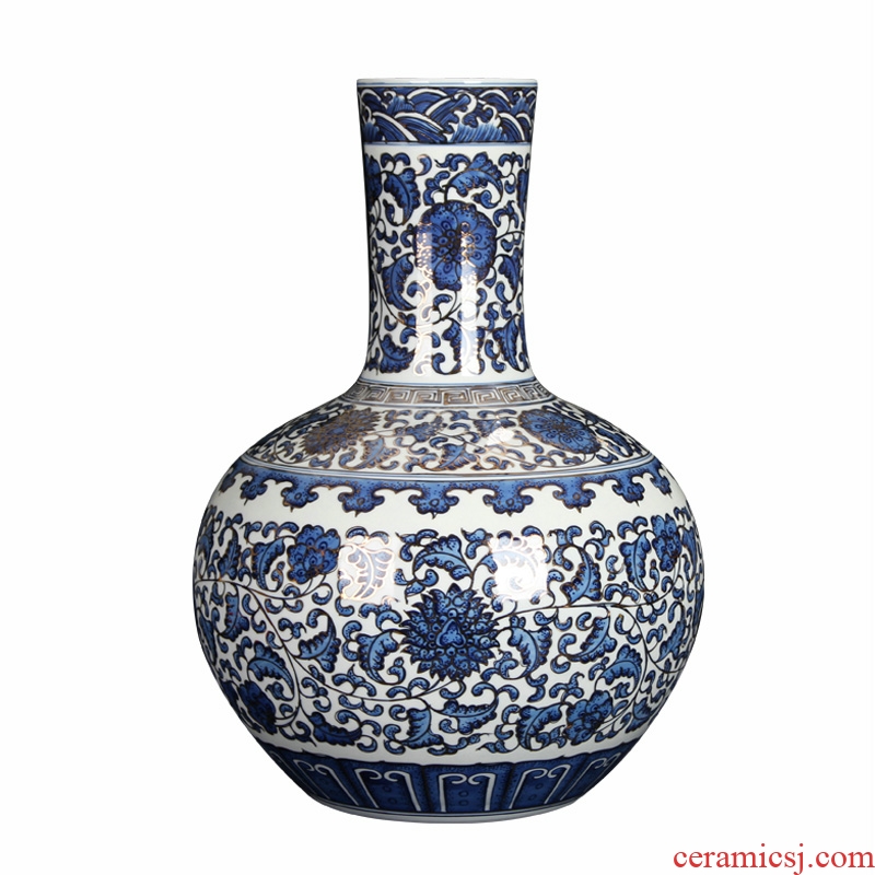 Jingdezhen blue and white paint around branches celestial hand - made ceramics vase Chinese style classical collection handicraft furnishing articles