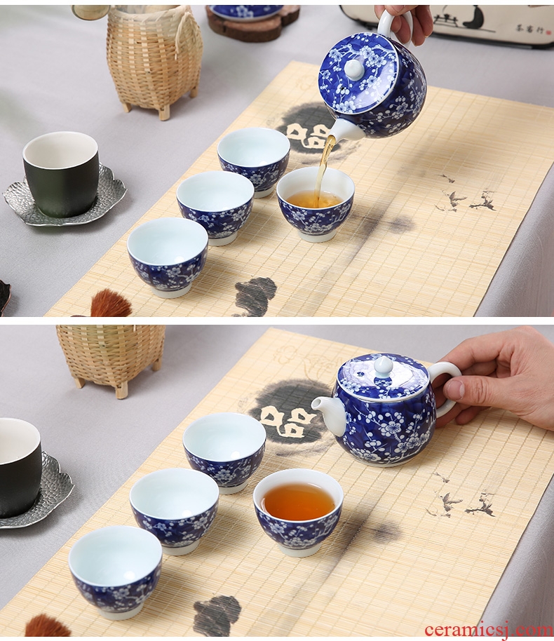 Passes on technique the up porcelain crack cup kung fu tea set ceramic teapot large portable packaging kung fu Japanese trip