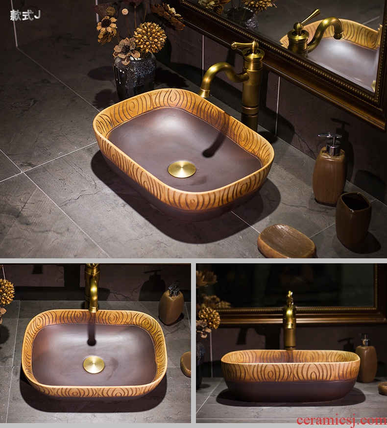 Europe type ultra - thin stage basin square ceramic lavatory basin sink contracted household American retro toilet