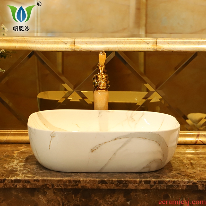 Square stage basin imitation marble ceramic lavabo European household hotel toilet wash basin sinks