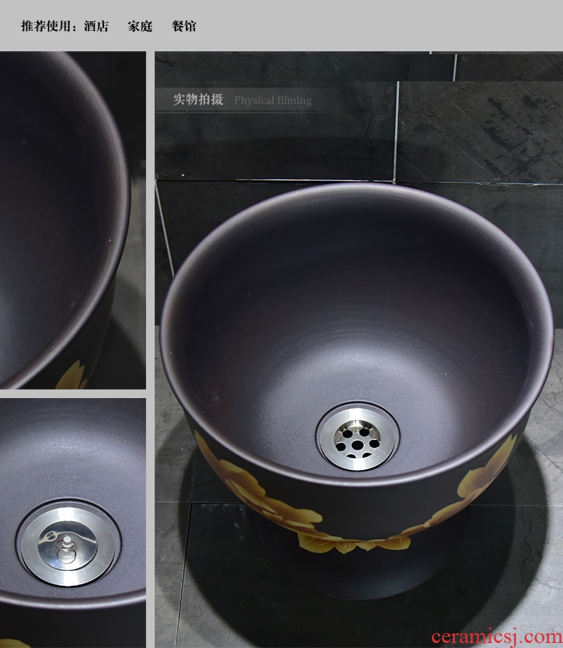 Jingdezhen ceramic golden peony mop pool home antique art restoring ancient ways is the balcony toilet easy mop pool