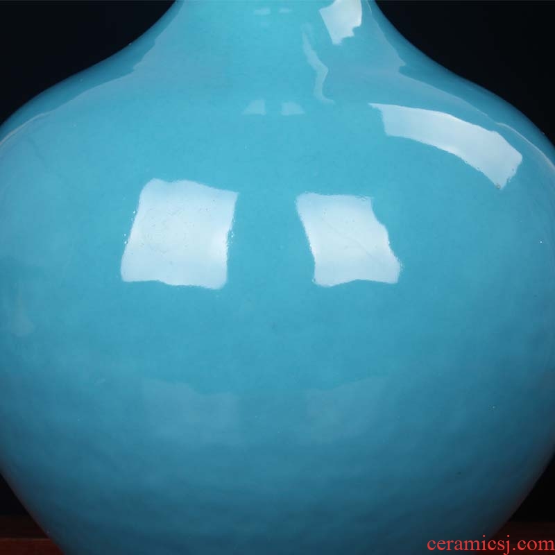 Jingdezhen ceramics porcelain factory factory goods after the founding of the azure glaze vase modern decor collection study furnishing articles