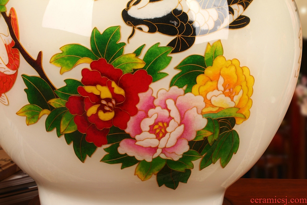 White gold straw lotus in jingdezhen ceramics have fish vase furnishing articles modern rural household decoration decoration