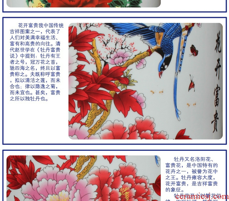 Jingdezhen ceramics powder enamel vase peony sitting room of large Chinese spring in his sitting room adornment is placed