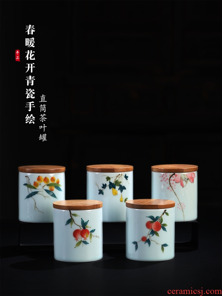 The Product porcelain send flowers blossom put celadon straight caddy fixings celadon enamel hand - made caddy fixings ceramic glaze