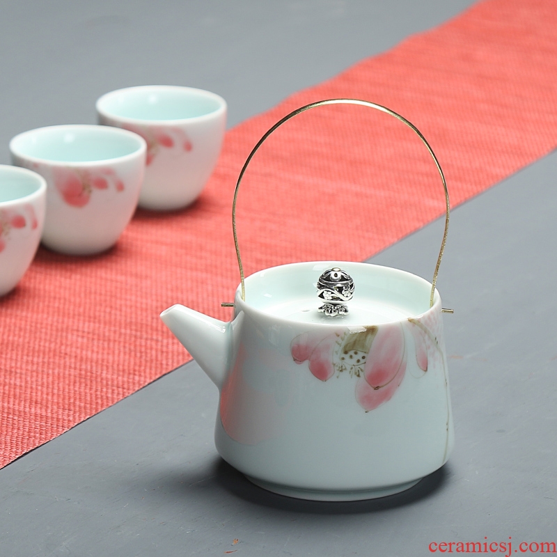 Chen xiang hand - made jingdezhen ceramic teapot manual single pot of girder pot teapot kung fu tea set filter pot