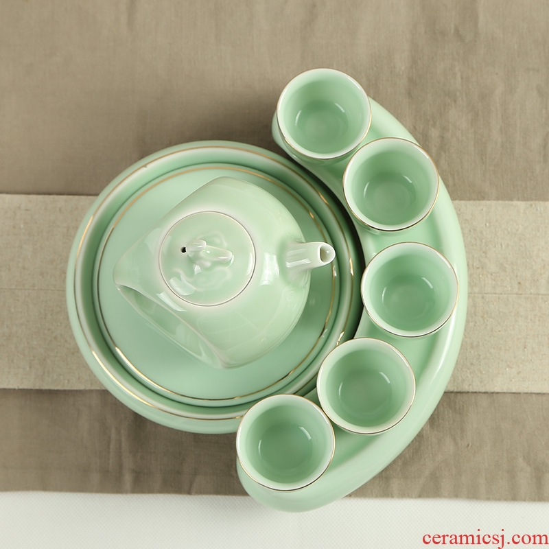 Taste happiness you tea set celadon glaze porcelain sink runs kung fu tea set bearing ceramic teapot tea tea taking