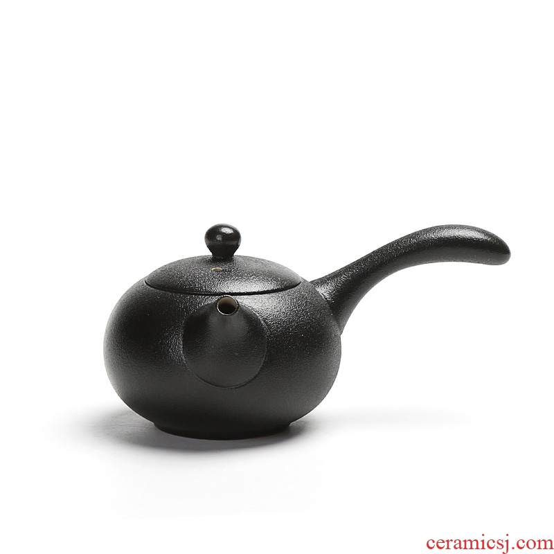 Chen xiang coarse pottery lateral put the pot of tea is archaize black pottery clay pu Taiwan kungfu tea set new ceramic teapot